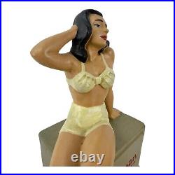 VINTAGE ADVERTISING CHALKWARE STORE DISPLAY with PINUP GIRL BATHING BEAUTY! RARE