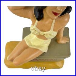 VINTAGE ADVERTISING CHALKWARE STORE DISPLAY with PINUP GIRL BATHING BEAUTY! RARE