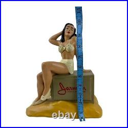 VINTAGE ADVERTISING CHALKWARE STORE DISPLAY with PINUP GIRL BATHING BEAUTY! RARE