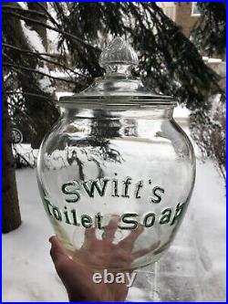 VINTAGE NEAR MINT RARE c. 1920 COUNTRY STORE SWIFT'S TOILET SOAP COUNTER JAR