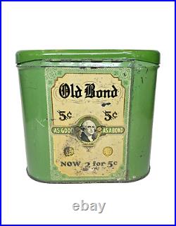 VINTAGE RARE 1910 OLD BOND CIGAR TOBACCO CIGAR TIN Humidor STORE DISPLAY Hinged