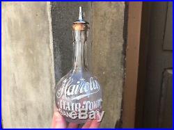 VINTAGE RARE c. 1930 ENAMELLED HAIROLA DANDRUFF CURE BARBERSHOP BACKBAR BOTTLE