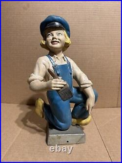 VTG 1950's RARE Dutch Boy Paints store display Topper Chalk Ware Painted statue