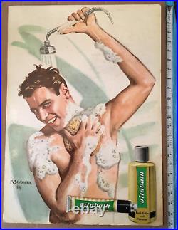 VTG 1950s RARE VITABATH DRUGSTORE COUNTERTOP ADVERTISING DISPLAY MAN SHOWERING