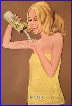 VTG 1960s RARE JEAN NATE DRUGSTORE ADVERTISING DISPLAY BLONDE GIRL SHOWERING