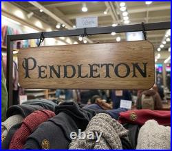 VTG 36 Pendleton Woolen Mills Wood Store Display Sign Advertisement Rare 70s