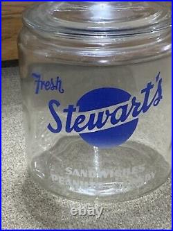 VTG Rare General Store Glass Fresh Stewarts Sandwiches Peanuts Candy Display Jar