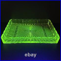 Vaseline Uranium Glass HOFFMAN'S CHOCOLATES Display Tray Advertising RARE