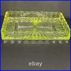 Vaseline Uranium Glass HOFFMAN'S CHOCOLATES Display Tray Advertising RARE