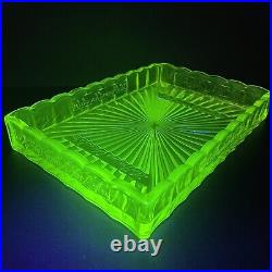 Vaseline Uranium Glass HOFFMAN'S CHOCOLATES Display Tray Advertising RARE