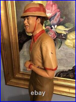 Very Rare Antique Store Display Of Asian Man, Incredible Piece
