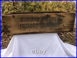 Very Rare Larkin Soap Co, Buffalo, NY Large Wood Crate Shipping Box 2 Sided