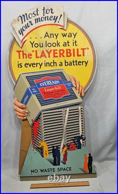 Very Rare Vintage 1929 Eveready Battery Store Display 18 1/2 x 36 1/4