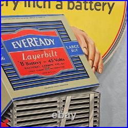 Very Rare Vintage 1929 Eveready Battery Store Display 18 1/2 x 36 1/4