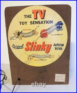 Very Rare Vintage Mechanical Slinky Store Display Early 1950s Great Advertising