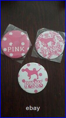 Victoria's Secret Pink (3) Rare Htf Round Dog Buttons Mirrors Collectibles