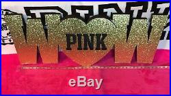 Victorias Secret PINK Bling Gold Glitter WOW Store Prop Room Decoration NEW RARE