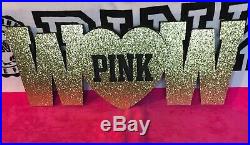Victorias Secret PINK Bling Gold Glitter WOW Store Prop Room Decoration NEW RARE