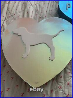 Victorias Secret VS PINK Holographic Store Display Pup Dog Hearts! Cute! Rare