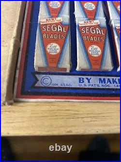 Vintage 1940 RARE Unused Store Counter Display SEGAL Razor Blades withOriginal Box