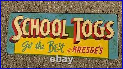 Vintage 1950s Store Display Sign RARE Woolworth Kresge Kmart 28 x 11 School Togs