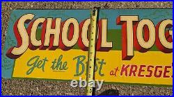 Vintage 1950s Store Display Sign RARE Woolworth Kresge Kmart 28 x 11 School Togs