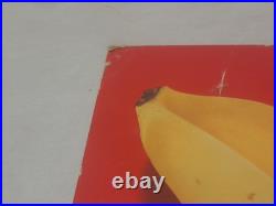 Vintage 1960s Banana Grocery Store Display Cardboard Sign Fruit Ad Rare 14×11