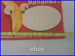 Vintage 1960s Banana Grocery Store Display Cardboard Sign Fruit Ad Rare 14×11