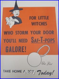 Vintage 1960s SAF-T-POPS Halloween Store Advertisement Sign Display RARE 14×10