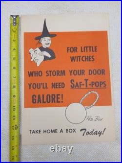 Vintage 1960s SAF-T-POPS Halloween Store Advertisement Sign Display RARE 14×10