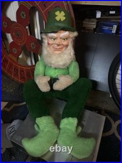 Vintage 1965 Large Leprechaun Beer Store Display Plush Doll Jameson Rare