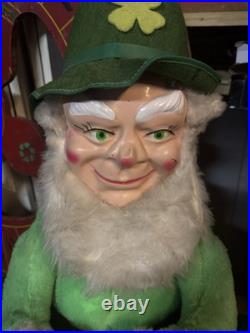Vintage 1965 Large Leprechaun Beer Store Display Plush Doll Jameson Rare