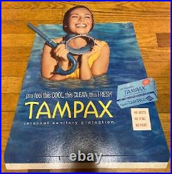 Vintage 3d easel back cardboard tampax tampon sign display rare advertising