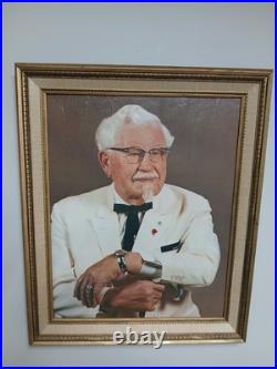 Vintage 70s 80s Colonel Sanders KFC Lobby Store Display Portrait RARE 23.5x19.5