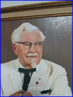 Vintage 70s 80s Colonel Sanders KFC Lobby Store Display Portrait RARE 23.5x19.5