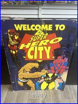 Vintage 90s TOYS R US MARVEL STORE DISPLAY SIGN Super Hero City 1994 Poster Rare