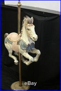 Vintage Antique Carousel Horse Store Display Brass Pole & Stand 50 Tall Rare