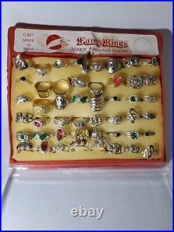 Vintage Assorted Fancy Rings Full Store Display Made in India RARE 48 RINGS