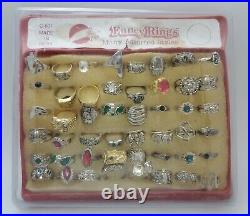 Vintage Assorted Fancy Rings Full Store Display Made in India RARE 48 RINGS