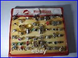 Vintage Assorted Fancy Rings Full Store Display Made in India RARE 48 RINGS
