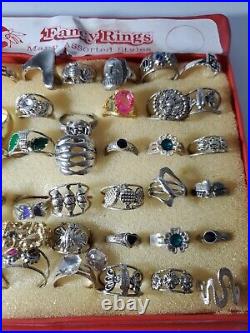 Vintage Assorted Fancy Rings Full Store Display Made in India RARE 48 RINGS