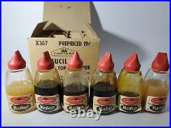 Vintage Carter's. 19 cent Mucilage Glue Jar 12 Glass Bottles Full Display RARE