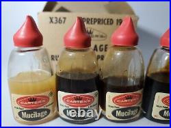 Vintage Carter's. 19 cent Mucilage Glue Jar 12 Glass Bottles Full Display RARE