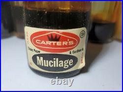 Vintage Carter's. 19 cent Mucilage Glue Jar 12 Glass Bottles Full Display RARE