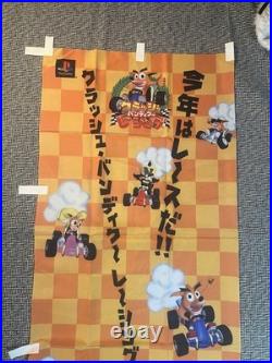 Vintage Crash Bandicoot Team Racing Promo Flag Banner Store Display Japan RARE