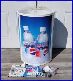 Vintage Crystal Pepsi Rolling Ice Chest Cooler Store Display Rare 1990's