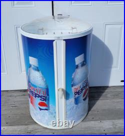 Vintage Crystal Pepsi Rolling Ice Chest Cooler Store Display Rare 1990's