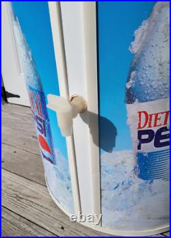 Vintage Crystal Pepsi Rolling Ice Chest Cooler Store Display Rare 1990's