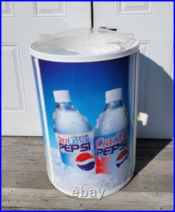 Vintage Crystal Pepsi Rolling Ice Chest Cooler Store Display Rare 1990's