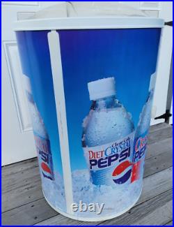Vintage Crystal Pepsi Rolling Ice Chest Cooler Store Display Rare 1990's